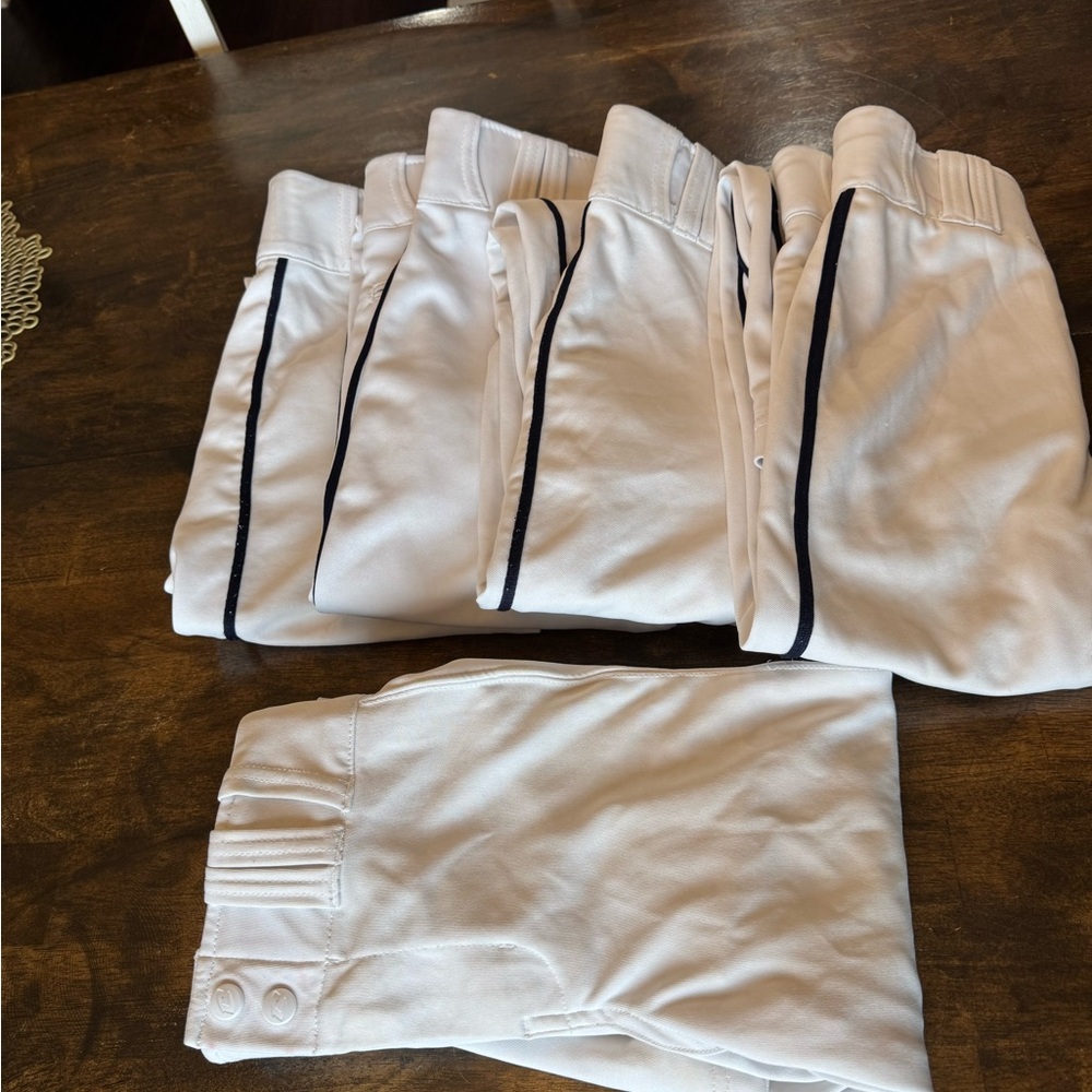 Kids' Classic White Baseball Pants with Black Trim